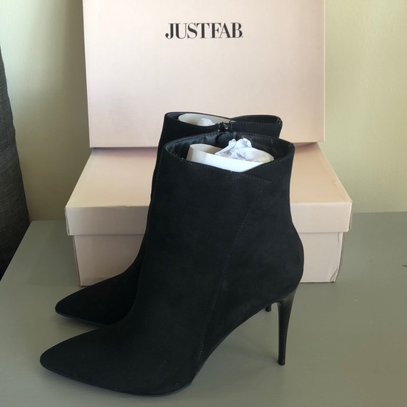 JustFab Shoes - NEW JUSTFAB Booties, Lilianna, Black, US 10, Brand New in Box, Spare Heel Caps